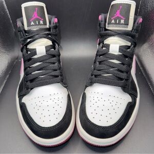 Jordan Women's Sneakers Black and White with Pink Accents